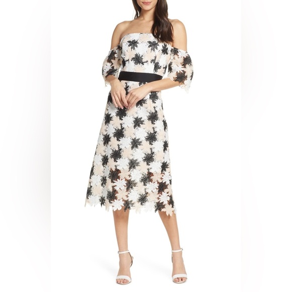 NWT Off the Shoulder Tricolor Lace Dress size 10 - Picture 5 of 5